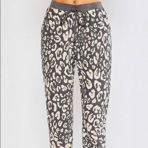 Grey Leopard Frech Terry Jogger Pants S M L